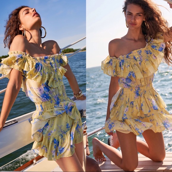 LoveShackFancy Fatima Mini Dress, Sunshine Garden - Picture 3 of 12